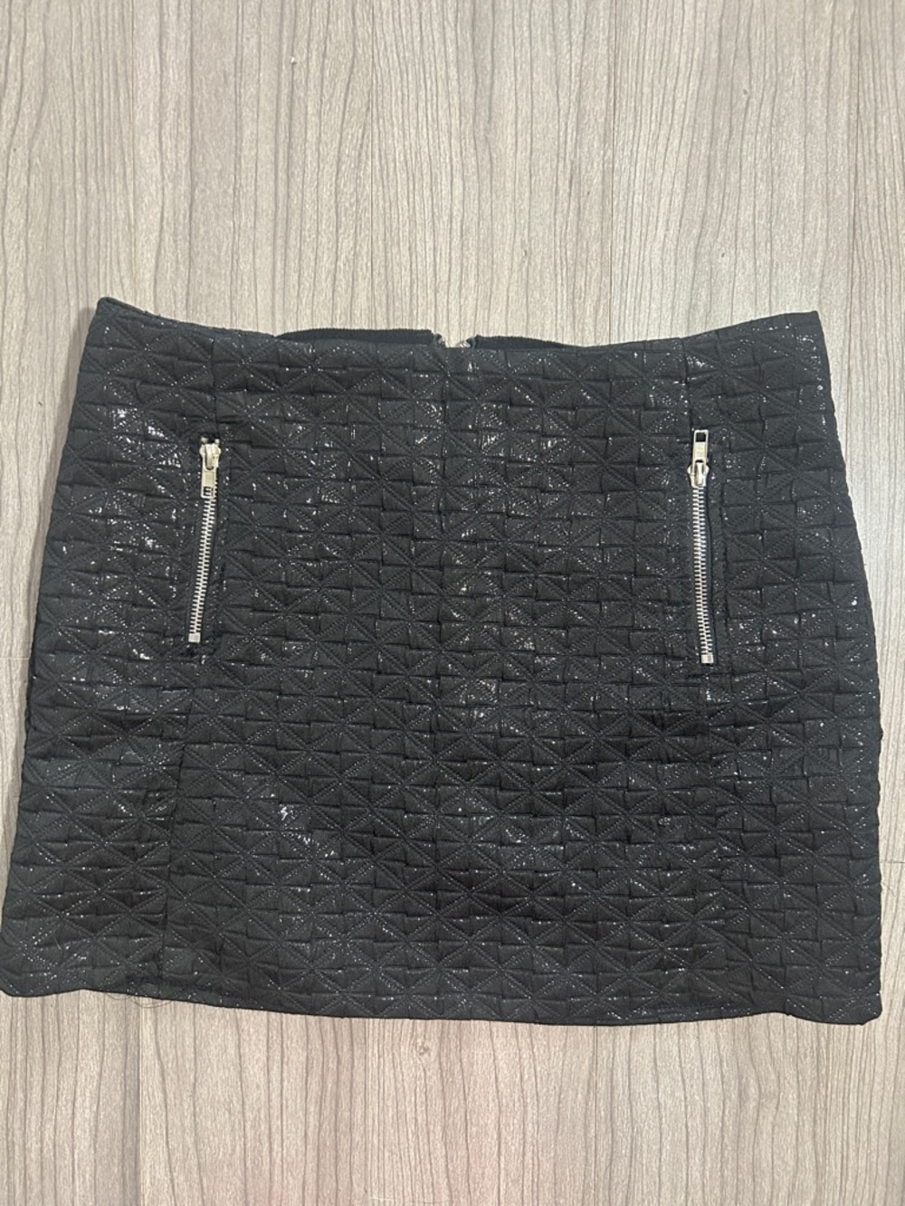 Shimmery Quilted Mini Skirt, Sz L